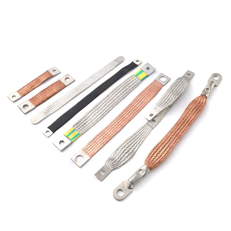 Flat Braided Bare Copper Grounding Straps Flexible Braided Copper Earth Bonding Wire